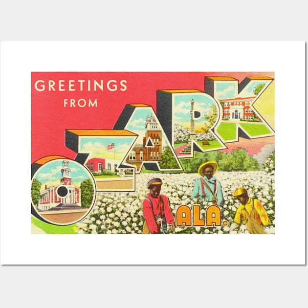 Greetings from Ozark Alabama - Vintage Large Letter Postcard Wall Art by Naves